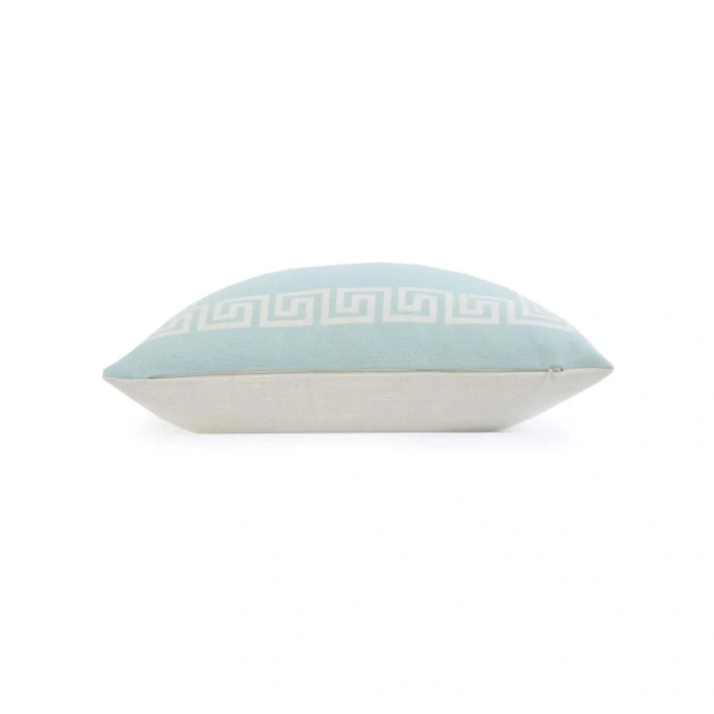 Luxury Home | Sophisticated Aqua & Ivory Greek Key Trim Luxe Throw Pillow Cover